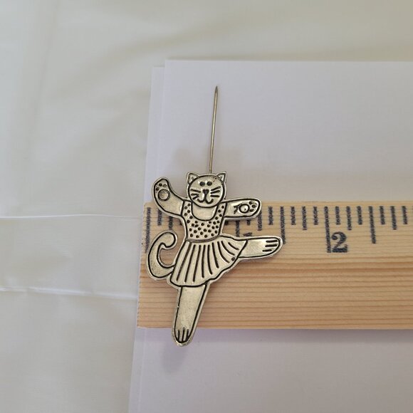 Sterling Cat Earring & Sterling Ballerina Cat Pin - Picture 7 of 14